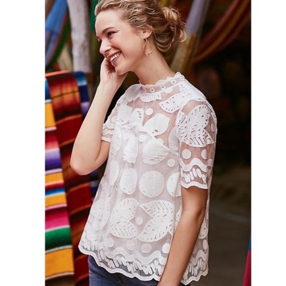 Anthropologie sought after lemon lace top